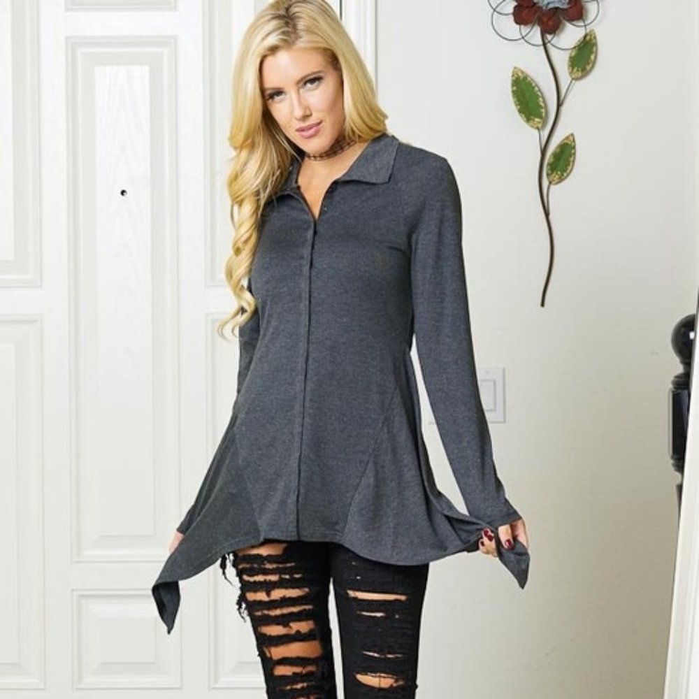 Long-Sleeved A-line Tunic Top